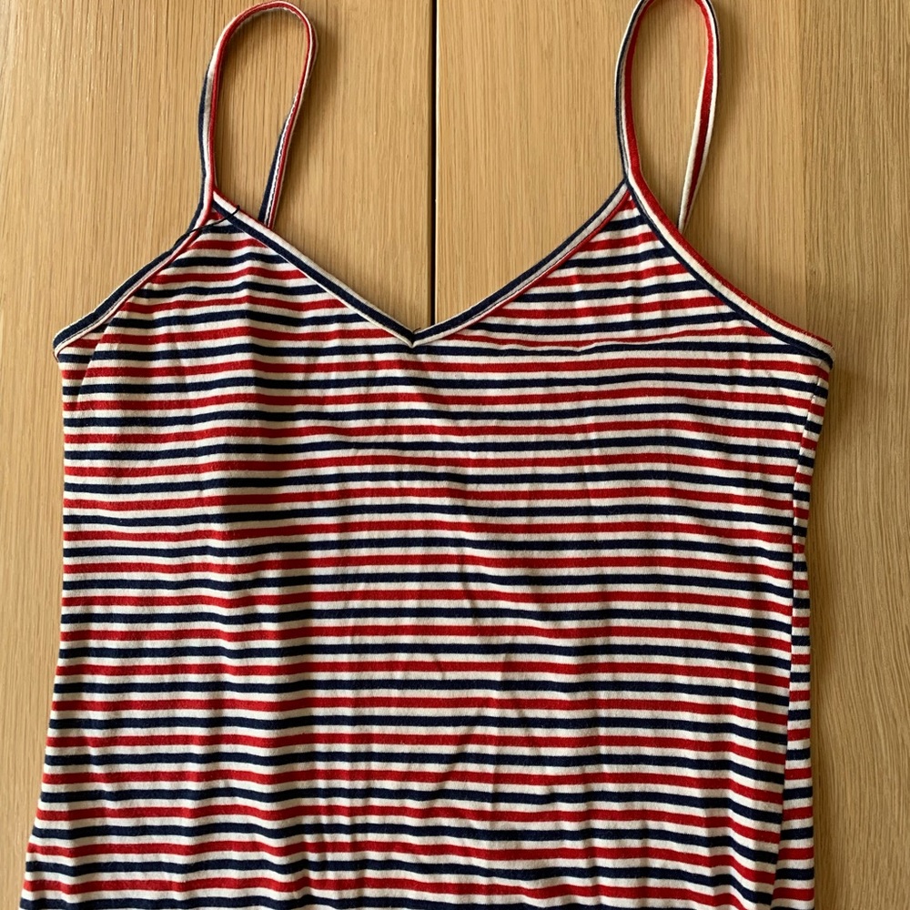 American Apparel Red Blue Striped Midi Singlet Dress XS
